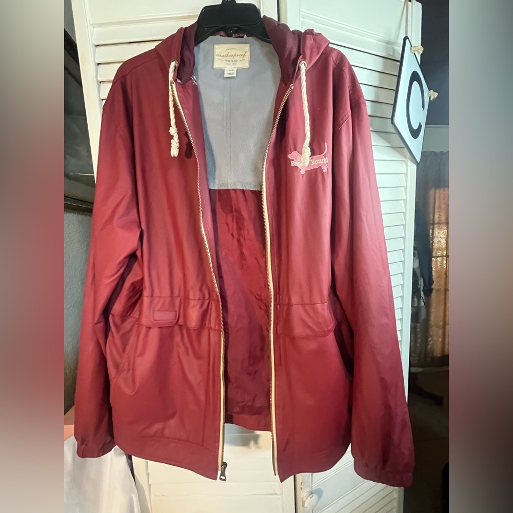 WEATHERPROOF Vintage Red Jacket with Bassett Hound for Basset Hound lover
